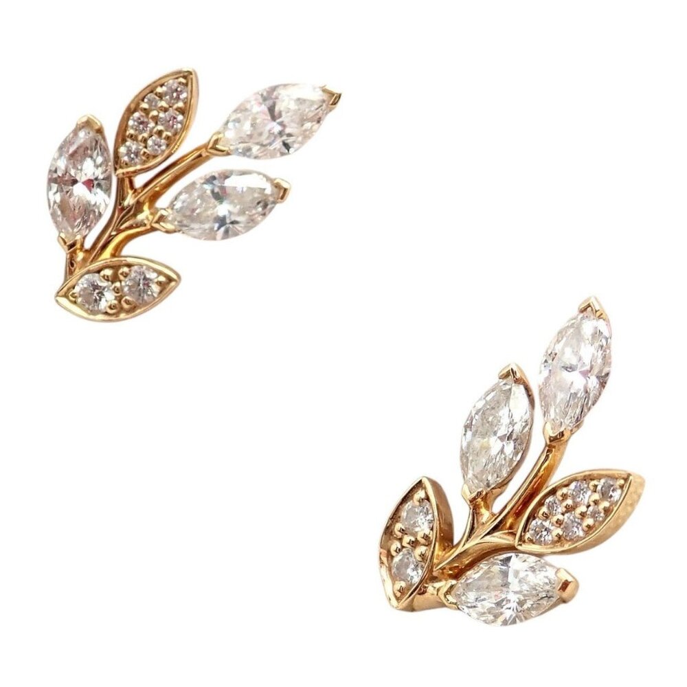 Rare! Authentic Tiffany & Co 18k Rose Gold Diamond Victoria Vine Earrings